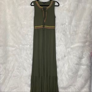 Spense Olive Green Long Flowy Maxi Summer Dress